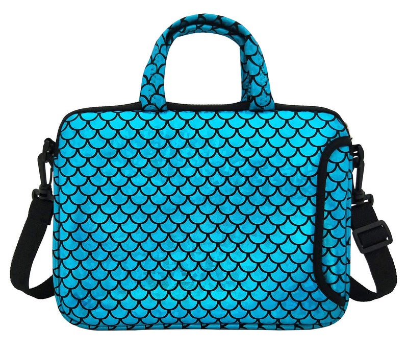 Youda 11.6-Inch Laptop Shoulder Messenger Carrying Bag Case Sleeve For 11" 11.6" 12" 12.5 inch Macbook/Notebook/Ultrabook/Chromebook, Mermaid Scale (Blue) - Image 1